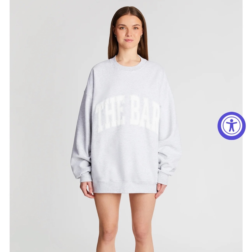 NWT The Bar Varsity Sweatshirt, Heather Grey with white letters